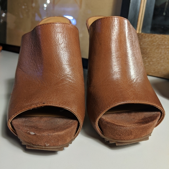 Nine West Razonia Leather Peep Toe Mule Pumps - Picture 5 of 7